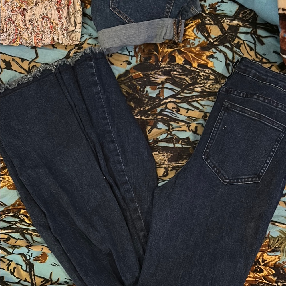 Elegant Dark Blue Flare Jeans for Women